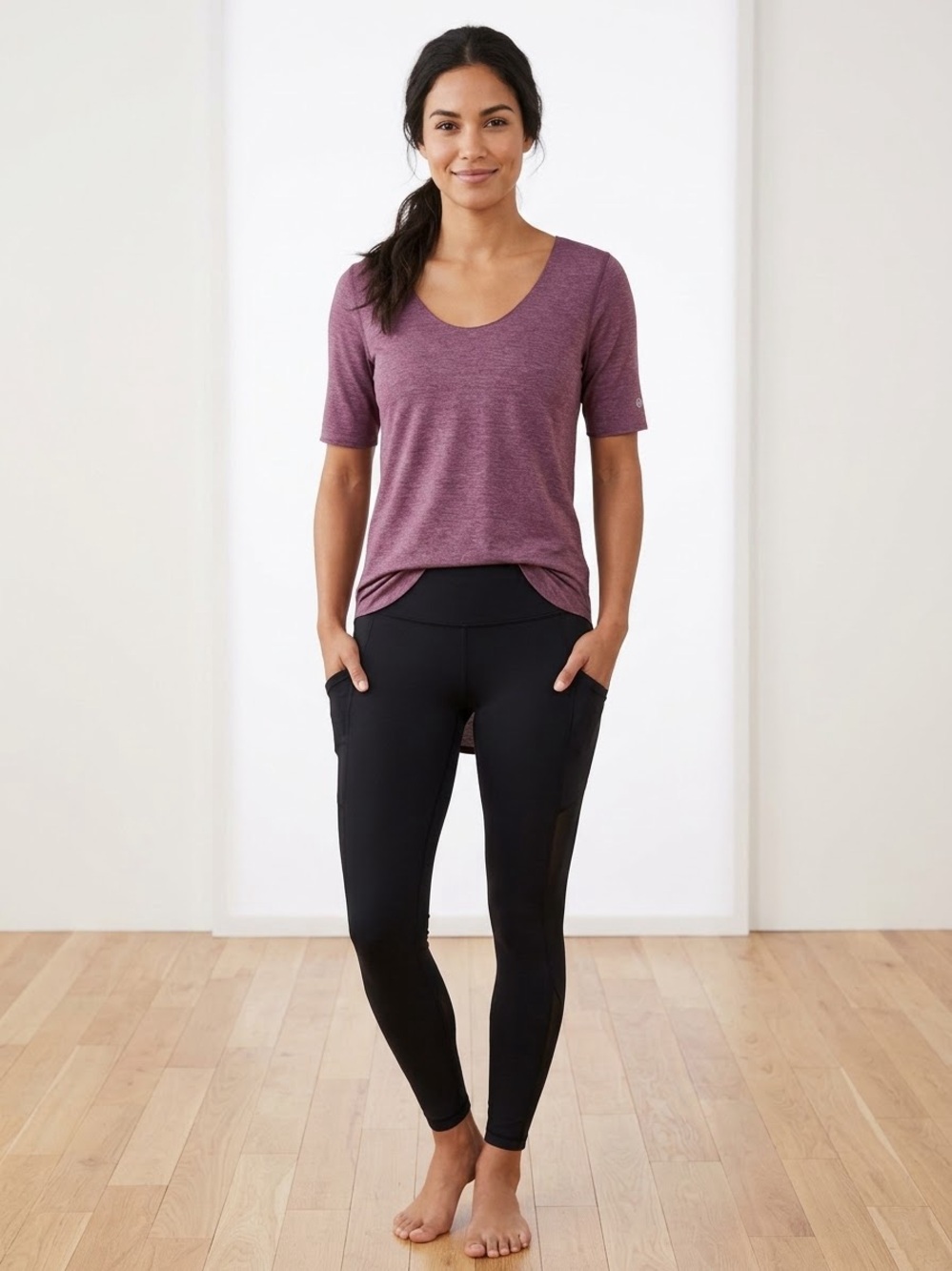 Lululemon Scoop-Neck Short-Sleeve Top – Heathered Plum / Heathered Dusty